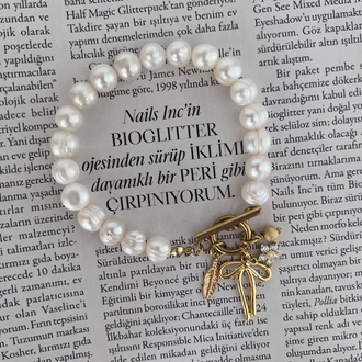 Taşlı Çiçek Fiyonk İnci Bileklik