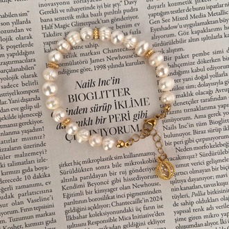 Kristal Taşlı Sallantılı İnci Bileklik
