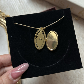 Gold Kapaklı Eye Kolye | Çelik 