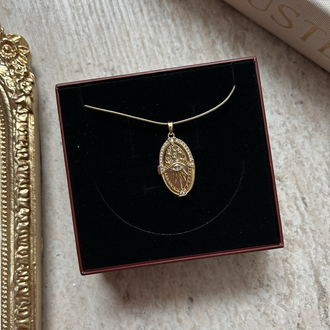 Gold Kapaklı Eye Kolye | Çelik 
