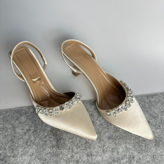 Ten saten 6 cm topuklu ayakkabı