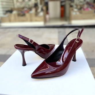 Bordo rugan 9 cm topuklu ayakkabı