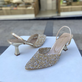 Gold cam kırığı 6 cm topuklu ayakkabı