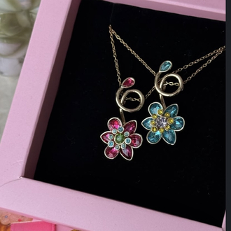 Pembe Silver çiçek kolye 