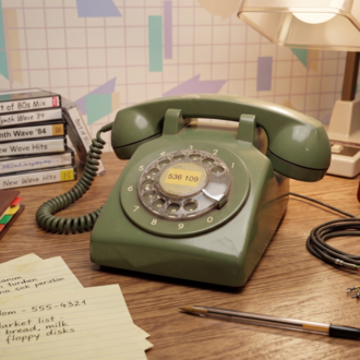 Vintage 80’ler Yeşil Rotary Telefon – Klasik Çevirmeli Retro Masa Telefonu