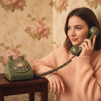 Vintage 80’ler Yeşil Rotary Telefon – Klasik Çevirmeli Retro Masa Telefonu
