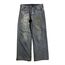 Gri Double Fire Skull Streetwear Yıkamalı Jean Pantolon