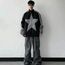 Siyah Star Y2K Streetwear Vintage Paraşüt Ceket
