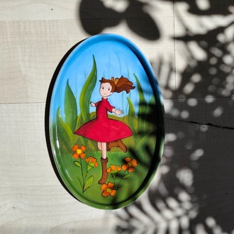 Arrietty El Boyaması Dekoratif Seramik Tabak – El Yapımı Oval Tabak