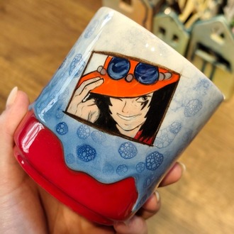 One Piece Luffy El Çizimi Seramik Kupa