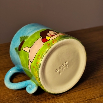 Heidi El Yapımı Seramik Kupa – 300 ml | Tamamı El Boyaması Koleksiyon Kupası