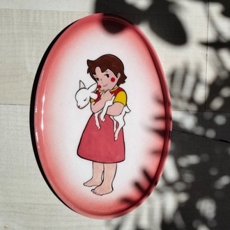 Heidi ve Keçi Sevgisi El Boyaması Dekoratif Seramik Tabak