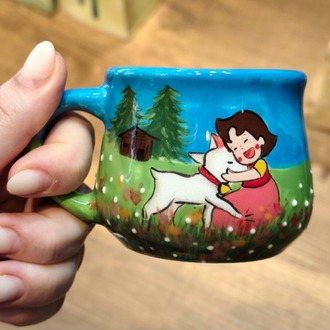 Heidi El Çizimi Seramik Fincan – El Yapımı Nostaljik Fincan