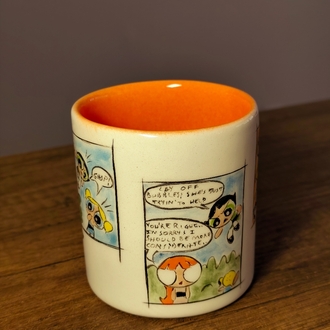 Powerpuff Girls El Yapımı Seramik Kupa – 300 ml | Tamamı El Boyaması Koleksiyon Kupası