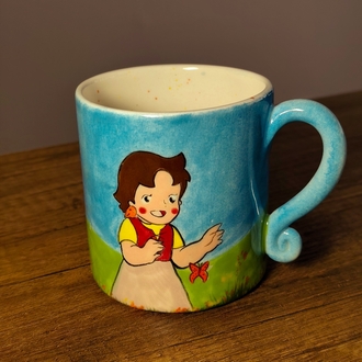 Heidi El Yapımı Seramik Kupa – 300 ml | Tamamı El Boyaması Koleksiyon Kupası