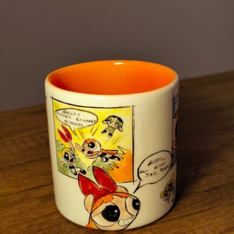 Powerpuff Girls El Yapımı Seramik Kupa – 300 ml | Tamamı El Boyaması Koleksiyon Kupası