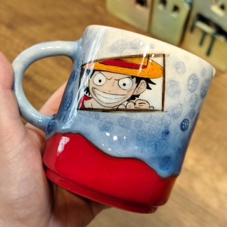 One Piece Luffy El Çizimi Seramik Kupa