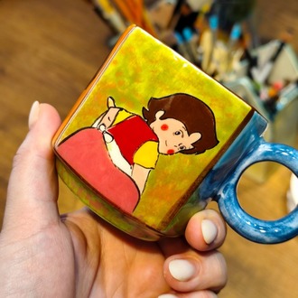 Heidi El Çizimi Seramik Fincan – El Yapımı Kahve ve Çay Fincanı