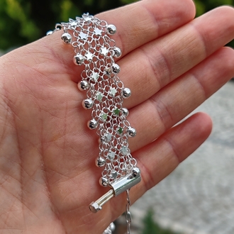 Telkari Kadın Bileklik İki Sıra Kişniş Yıldızlı Urfa Akıtma Model Kişniş