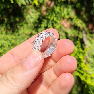 Gümüş Yüzük Kişniş İki Sıra Telkari 925 Ayar  Altı Açık Model 55 mm 15 Numara 