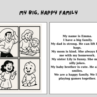 MY FAMILY & ADJECTIVES READING PASSAGES