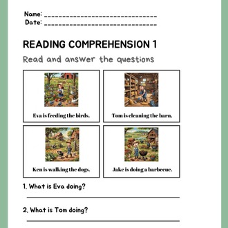 PRESENT CONTINUOUS TENSE READING COMPREHENTIONS WORKSHEETS 1