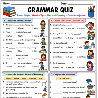 ENGLISH GRAMMAR & READING COMPREHENSION QUIZ PACK