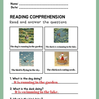 PRESENT CONTINUOUS TENSE READING COMPREHENTIONS WORKSHEETS 1