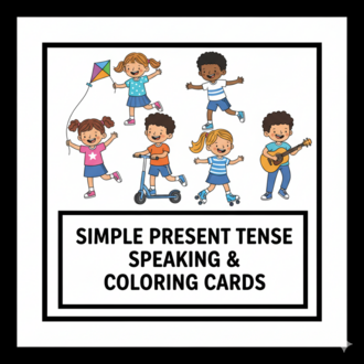 SIMPLE PRESENT TENSE SPEAKING & COLORING CARDS