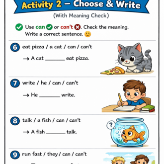 CAN/CAN'T PRACTICE WORKSHEETS