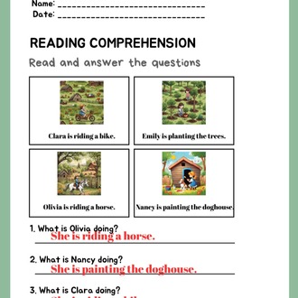 PRESENT CONTINUOUS TENSE READING COMPREHENTIONS WORKSHEETS 1