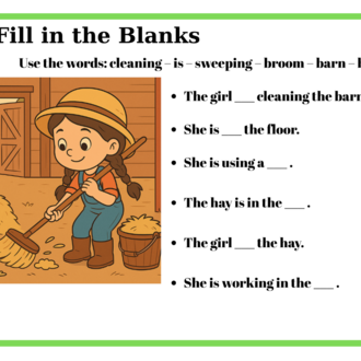LEARN ABOUT A FARM-PRESENT CONTINUOUS TENSE ACTIVITIES