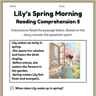 SEASONS & PERSONAL LIFE READING COMPREHENSION WORKSHEETS