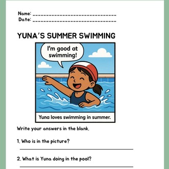 SUMMER TIME READING COMPREHENSION WORKSHEETS