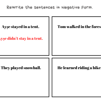 SIMPLE PAST TENSE GRAMMAR CARDS