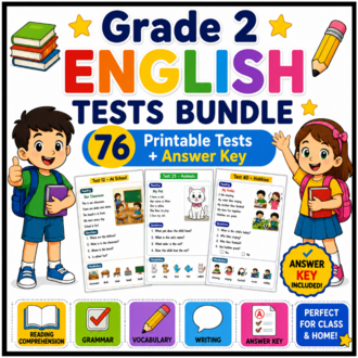 ENGLISH TESTS BUNDLE FOR 2ND GRADE
