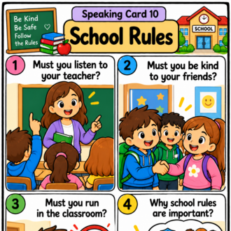 3RD GRADE SCHOOL LIFE & CLASROOM LIFE SPEAKING CARDS