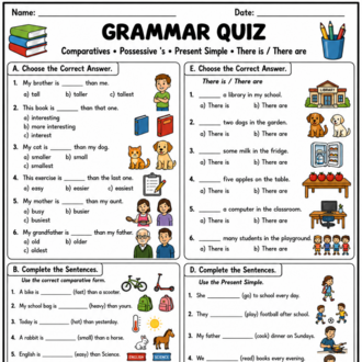 ENGLISH GRAMMAR & READING COMPREHENSION QUIZ PACK