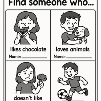 FIND SOMEONE WHO...? SPEAKING CARDS