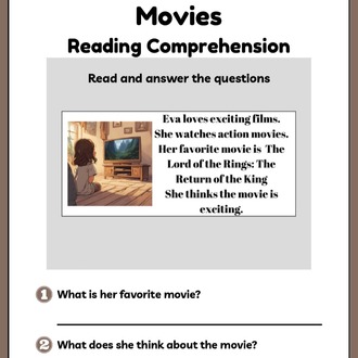 MOVIES READING COMPREHENSION WORKSHEETS 