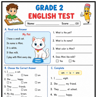 ENGLISH TESTS BUNDLE FOR 2ND GRADE