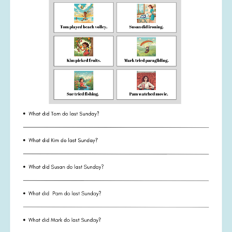 SIMPLE PAST TENSE GRAMMAR CARDS