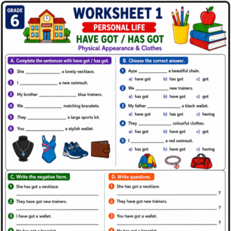 GRADE 6 ENGLISH GRAMMAR WORKSHEETS BOOK 1