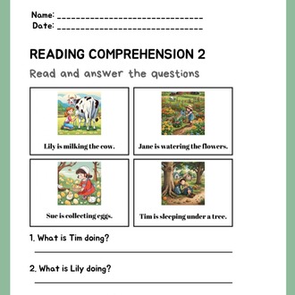 PRESENT CONTINUOUS TENSE READING COMPREHENTIONS WORKSHEETS 1