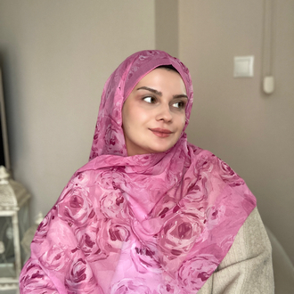 İpek Krep Şal Gül Pembe