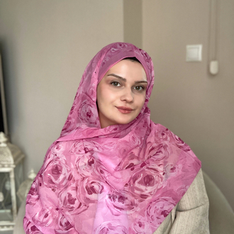 İpek Krep Şal Gül Pembe