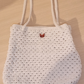 Polyester Makrome Beyaz Omuz Çantası