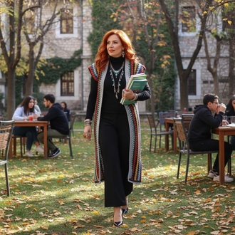Akrilik ipten uzun yelek 