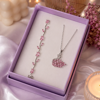 PEMBE KUĞU VE LALE BİLEKLİK SETİ