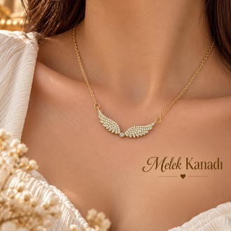 GOLD RENK MELEK KANADI ANGEL WINGS KOLYE